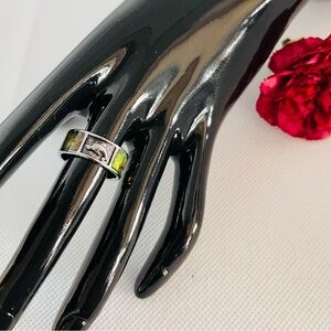 Unisex Abalone Shell Silver Tone Inlay Dolphin Ring Band - Size 8